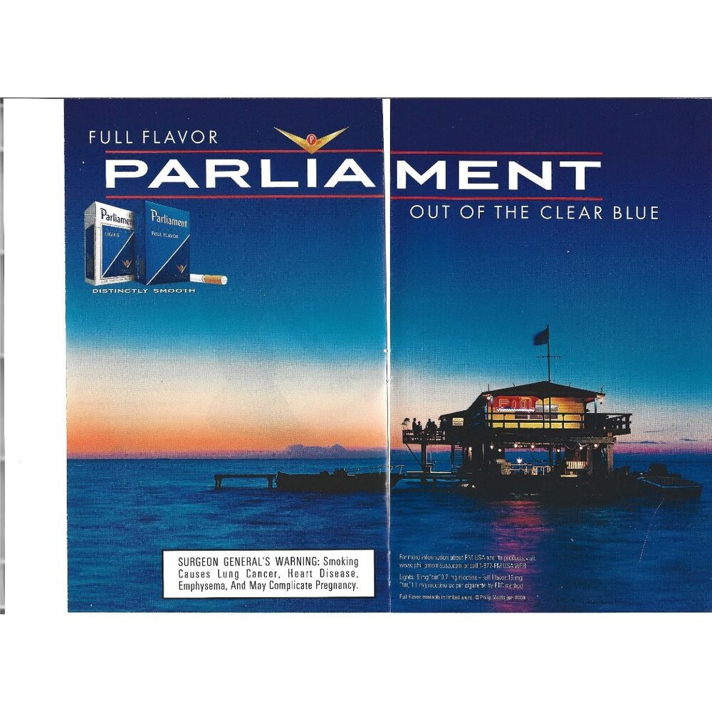 Parliament Full Flavor Cigarette ADVERt 2000s Vintage Print Ad 2 PAGE 10 inch
